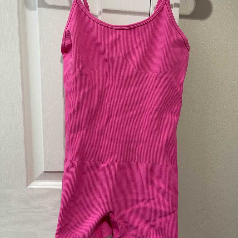 Pink Ribbed Sleeveless Bodysuit